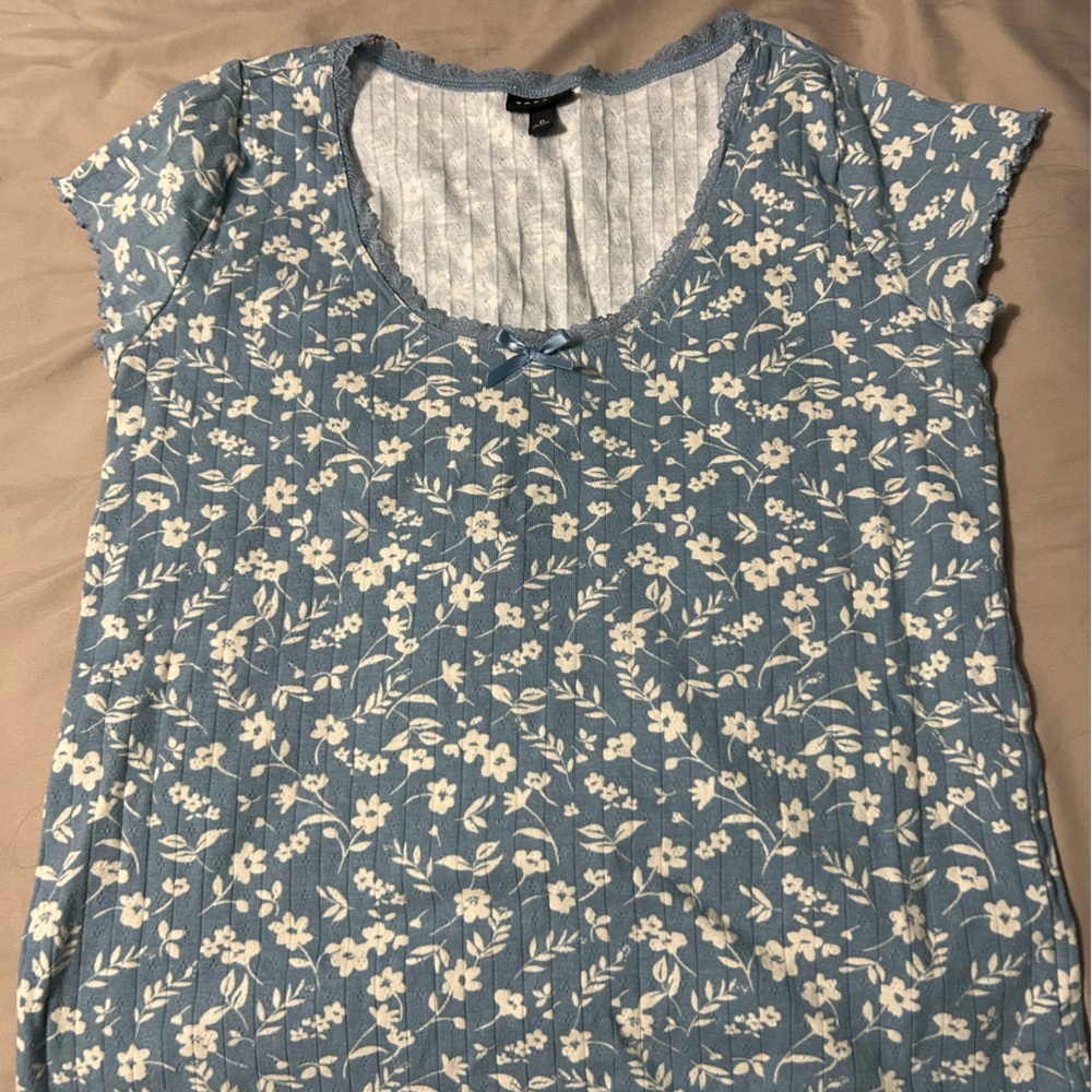 Torrid Light Blue Lace Trim Top
